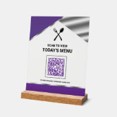 Restaurant Contactloze QR-code Paarse Menu Acryl Bord (Hoek)