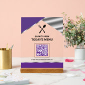 Restaurant Contactloze QR-code Paarse Menu Acryl Bord (Huwelijk)