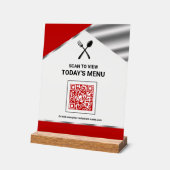 Restaurant Contactloze QR-code Rode Menu Acryl Bord (Hoek)