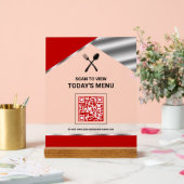 Restaurant Contactloze QR-code Rode Menu Acryl Bord (Huwelijk)