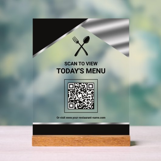 Restaurant Contactloze QR-code Zwarte Menu Acryl Bord (Neutraal)