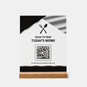 Restaurant Contactloze QR-code Zwarte Menu Acryl Bord (Voorkant)