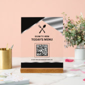 Restaurant Contactloze QR-code Zwarte Menu Acryl Bord (Huwelijk)