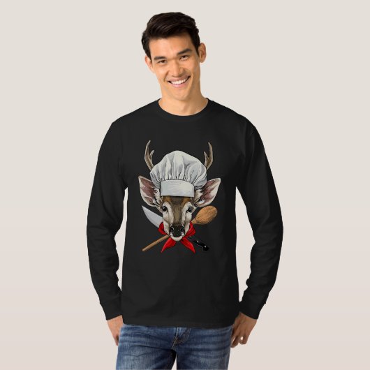 Restaurant Deer Chef Kitchen Cook Culinary Animal  T-shirt (Voorkant volledig)