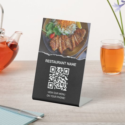 Restaurant Digitaal Menu QR Code Pedestal Sign Reclamebord Met Voetstuk (Insitu)