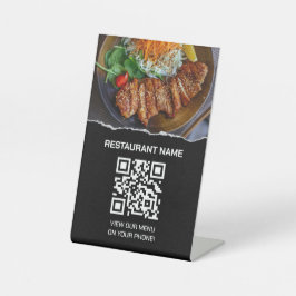 Restaurant Digitaal Menu QR Code Pedestal Sign Reclamebord Met Voetstuk
