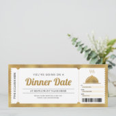 Restaurant dinerdate reservering gouden tegoed kaart (Staand voorkant)