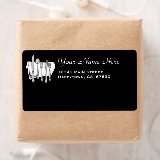 Restaurant Dinnerware op zwarte aangepaste Sjabloo Etiket (Insitu)