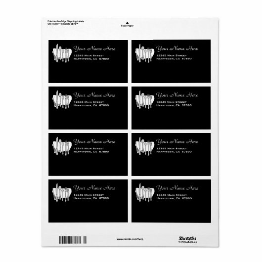 Restaurant Dinnerware op zwarte aangepaste Sjabloo Etiket (Full Sheet)