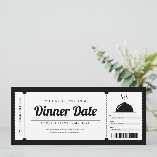 Restaurant Eetdatum Avondreserveringsvoucher Kaart (Staand voorkant)