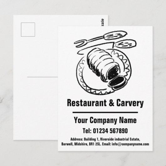 Restaurant- en Carvery-ontwerp voor persoonlijke v Briefkaart (Voorkant / Achterkant)