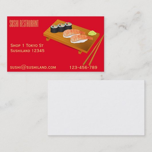 restaurant- en cateringbedrijven van Sushi Visitekaartje (Voorkant / Achterkant)