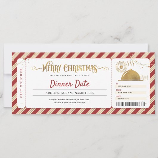 Restaurant Eten Afspraak Avond Kerst Cadeaubon Kaart (Voorkant)