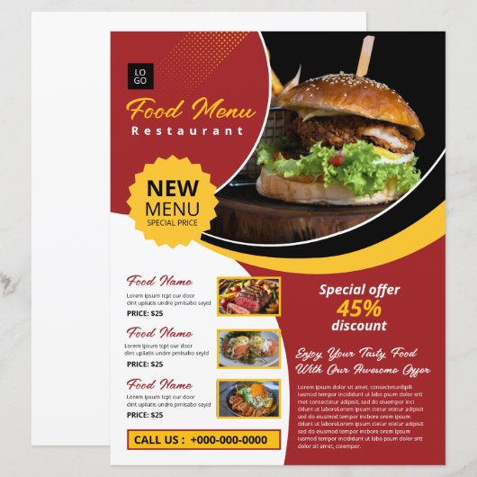 Restaurant Flyer Sjabloon (Voorkant / Achterkant)