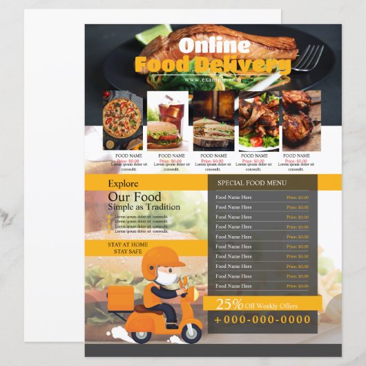 Restaurant Food Delivery Flyer Sjabloon (Voorkant / Achterkant)
