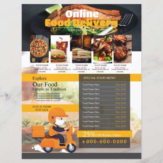 Restaurant Food Delivery Flyer Sjabloon (Voorkant)