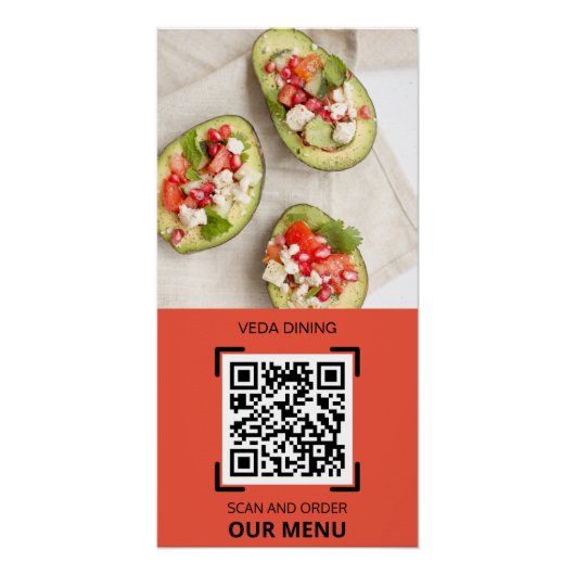 Restaurant Foto Scan QR Code Menu Bestelling Perfect Poster (Voorkant)