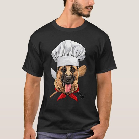 Restaurant German Shepherd Chef Cook Kitchen Cooki T-shirt (Voorkant)