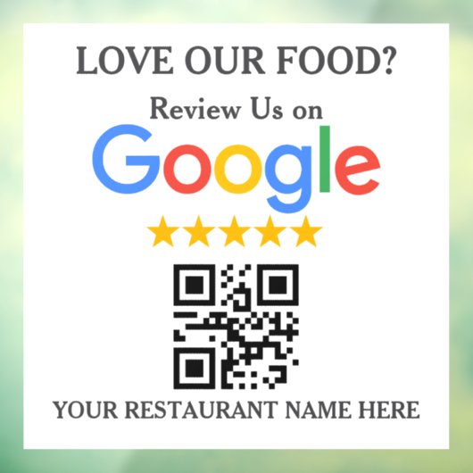 Restaurant Google Review QR-code Raamsticker (Vel 3)