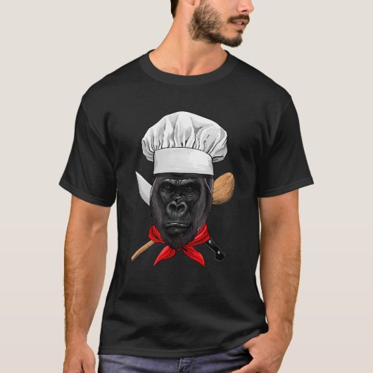 Restaurant Gorilla Chef Kitchen Cook Culinaire Coo T-shirt (Voorkant)