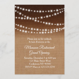 Restaurant Grand Opening Twinkle Lights burlap Kaart