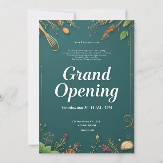 Restaurant Grand Opening Uitnodiging (Voorkant)