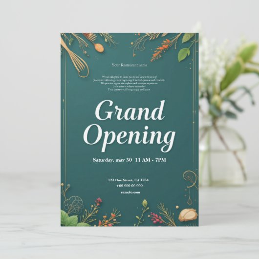 Restaurant Grand Opening Uitnodiging (Staand voorkant)