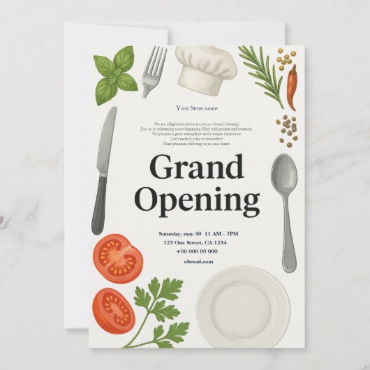 Restaurant Grand Opening Uitnodiging (Voorkant)