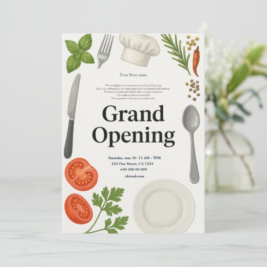 Restaurant Grand Opening Uitnodiging (Staand voorkant)