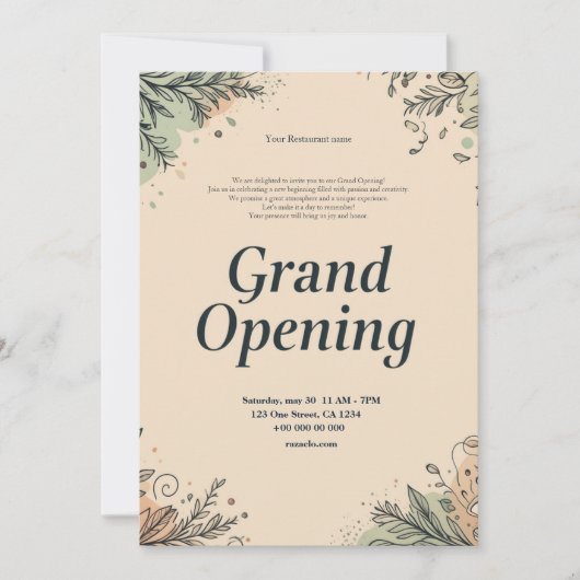 Restaurant Grand Opening Uitnodiging (Voorkant)