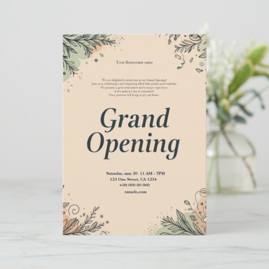 Restaurant Grand Opening Uitnodiging (Staand voorkant)