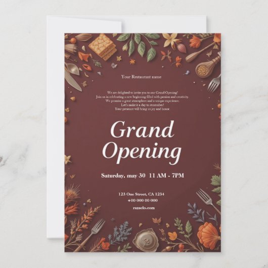 Restaurant Grand Opening Uitnodiging (Voorkant)