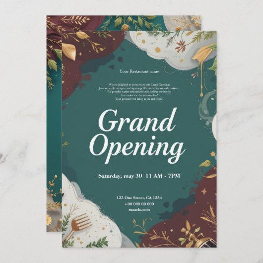 Restaurant Grand Opening Uitnodiging (Voorkant / Achterkant)
