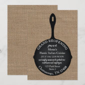 Restaurant Grand Reopende Burlap Skillet Kaart (Voorkant / Achterkant)