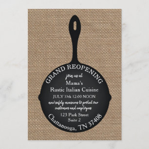 Restaurant Grand Reopende Burlap Skillet Kaart