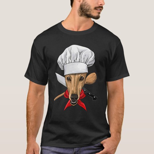 Restaurant Greyhound Chef Cook Cooking Pet Dog T-shirt (Voorkant)