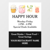 Restaurant Happy Hour Raamsticker (Vel)