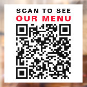 Restaurant Kafe QR-code Scanmenu Wit Raamsticker (Vel 2)