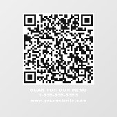 Restaurant Kafe QR Code White Raamsticker (Vel)