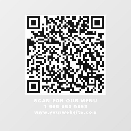 Restaurant Kafe QR Code White Raamsticker (Vel)
