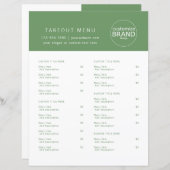 Restaurant keuken catering Logo Olive Green Menu (Voorkant / Achterkant)