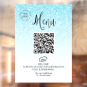 *~ Restaurant Koffie QR LOGO MENU Glitter Raamsticker (Vel 2)