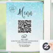 *~ Restaurant Koffie QR LOGO MENU Glitter Raamsticker (Huis)