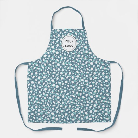 Restaurant Logo Blue White Terrazzo Pattern Chef's Schort (Voorkant)