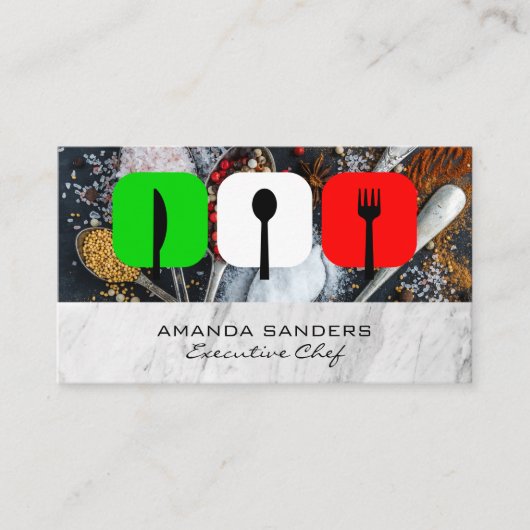 Restaurant Logo | culinaire kunsten | specerijen Visitekaartje (Voorkant)