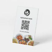 Restaurant Logo Digitaal menu QR Code Pedestal Sig Reclamebord Met Voetstuk (Voorkant)
