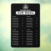 Restaurant Menu | Black Logo Cafe Menu -> Restaura Raamsticker (Vel 3)