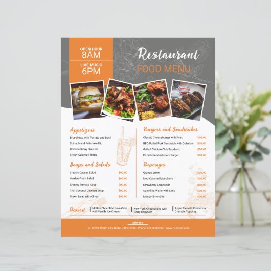 Restaurant Menu Flyer Sjabloon (Staand voorkant)