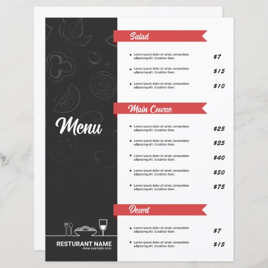 Restaurant Menu Flyer Template (Voorkant / Achterkant)