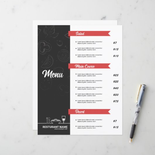 Restaurant Menu Flyer Template (Voorkant / Achterkant in situ)